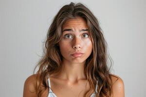 Perplexed Young Woman with Freckles photo