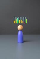 Hologram information indicators over a person. Productivity and performance indicators. Personal qualities. Skills and abilities. Advantages and disadvantages. photo