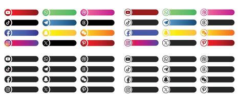 Set popular social media icons. Facebook, instagram, twitter, youtube, pinterest, behance, google, linkedin, whatsap, snapchat and many more. Editorial illustration vector