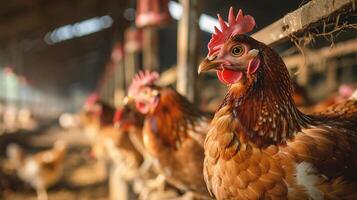 Portrait of chicken on the farm photo