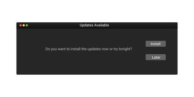 Modern digital system message in dark style with update information. vector