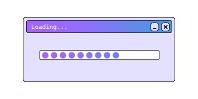Old loading bar window with gradient in purple color. vector