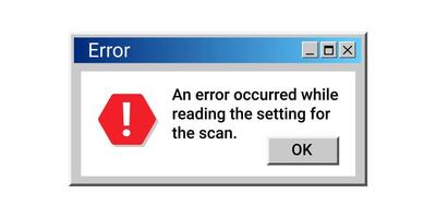 Old error notification. Retro digital message with warning information. vector