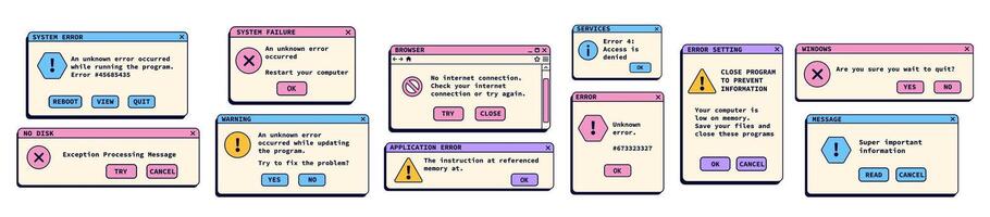 Nostalgic retro operating system illustrations. vector