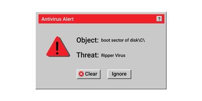 Antivirus alert red notification. Danger malware detected. vector