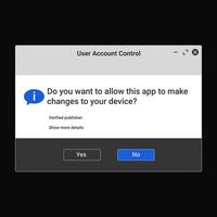 User account control. Permission to install the program. vector