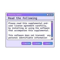 Retro Installing message with information on screen. vector