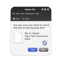 Recycling bin window with remove message. vector