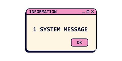 Old system message window on screen in pink color. vector