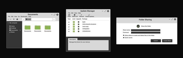 Modern explorer interface for computer. File manager panel in green color. vector