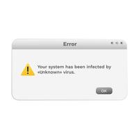 Virus warning on screen. Malware message popup. Program crash icon. vector