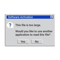 Old software activation message. vector
