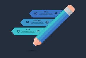 Creative infographic with 3 elements, presentations, illustration. Template for web on a black background. vector