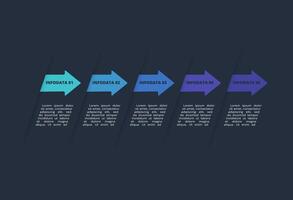Creative infographic with 5 elements, presentations, illustration. Template for web on a black background. vector