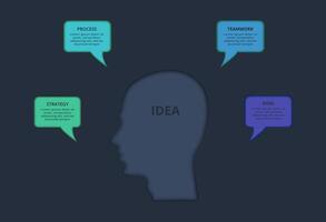 Creative infographic with 4 elements, presentations, illustration. Template for web on a black background. vector