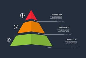 Creative infographic with 3 elements, presentations, illustration. Template for web on a black background. vector