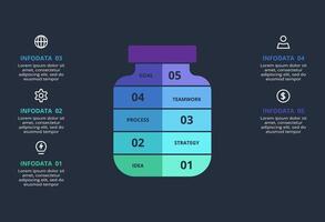 Creative concept for infographic with 5 steps, options, parts or processes. Business data visualization. vector