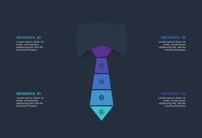 Creative infographic with 4 elements, presentations, illustration. Template for web on a black background. vector