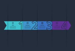 Creative infographic with 4 elements, presentations, illustration. Template for web on a black background. vector