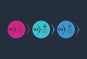 Creative infographic with 3 elements, presentations, illustration. Template for web on a black background. vector