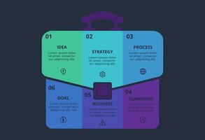 Creative concept for infographic with 6 steps, options, parts or processes. Business data visualization. vector