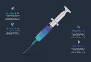 Creative infographic with 4 elements, presentations, illustration. Template for web on a black background. vector