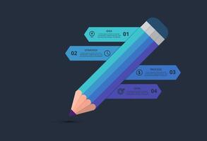 Creative infographic with 4 elements, presentations, illustration. Template for web on a black background. vector