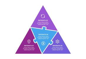 Puzzle infographic with 4 elements, presentations, illustration. Template for web vector