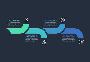 Creative infographic with 4 elements, presentations, illustration. Template for web on a black background. vector