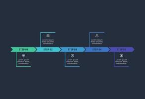 Creative infographic with 5 elements, presentations, illustration. Template for web on a black background. vector
