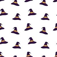 Witch hats with belt seamless pattern. Halloween background, packaging design, wrapping paper vector