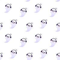 Ghost with music in headphones seamless pattern. Packaging design, wrapping paper, background vector