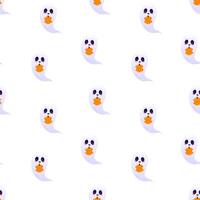 Ghosts with pumpkin seamless pattern. Packaging design, wrapping paper, background, backdrop vector