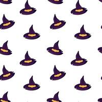 Witch hats seamless pattern. Halloween hats background, packaging design, wrapping paper vector