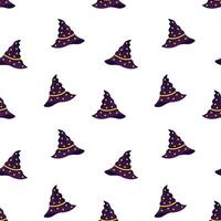 Witch hat with stars seamless pattern. Halloween background, packaging design, wrapping paper vector