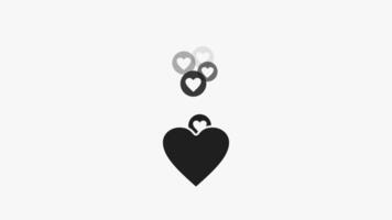 Seamless loop animation of black white heart bouncing rhythmically while smaller hearts float and fade away, Ideal for social media engagement, dating apps, or Valentine Day project video