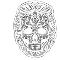 day of the dead skull outline illustration sketch vector