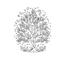 tree new year outline illustration sketch vector