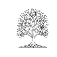 tree new year outline illustration sketch vector