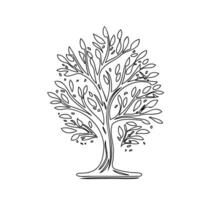 tree new year outline illustration sketch vector