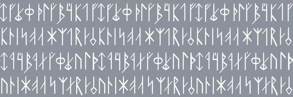 Icelandic neofolk seamless pattern with magic runes. Repeated background with ancient symbols. vector
