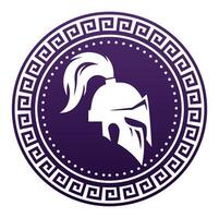 Helmet with support on a round Greek background vector