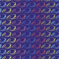 Hand drawn ocean cartoon snail sketch pattern. Seamless pattern background with underwater 2d characters vector