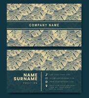 Business card flower store template in modern style. Double sided corporate card with flourish pattern vector