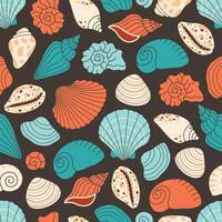 Seamless pattern with seashells, mollusks. Tropical beach shells. Summer seamless pattern vector