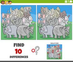differences activity with cartoon elephants group vector
