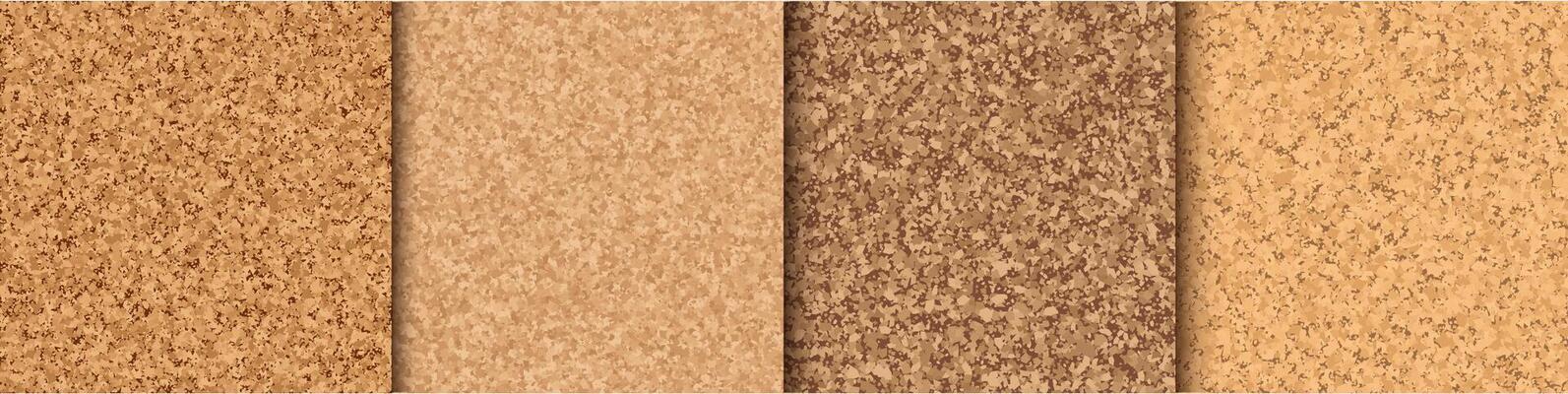 Cork seamless texture. Corkboard pattern, wooden brown tiles. Natural cork chipboard material. Noticeboard grainy detailed surface. backgrounds set