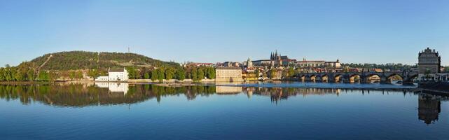 View of Charles bridge over Vltava river and Gradchany Prague C photo