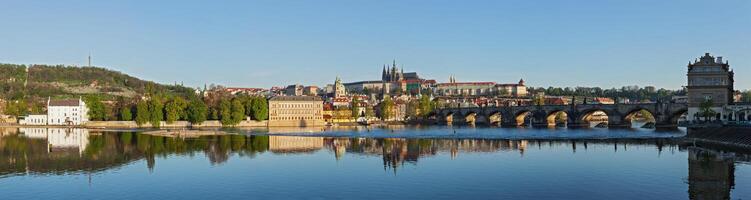 View of Charles bridge over Vltava river and Gradchany Prague C photo