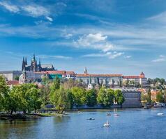 View of Charles bridge over Vltava river and Gradchany Prague C photo